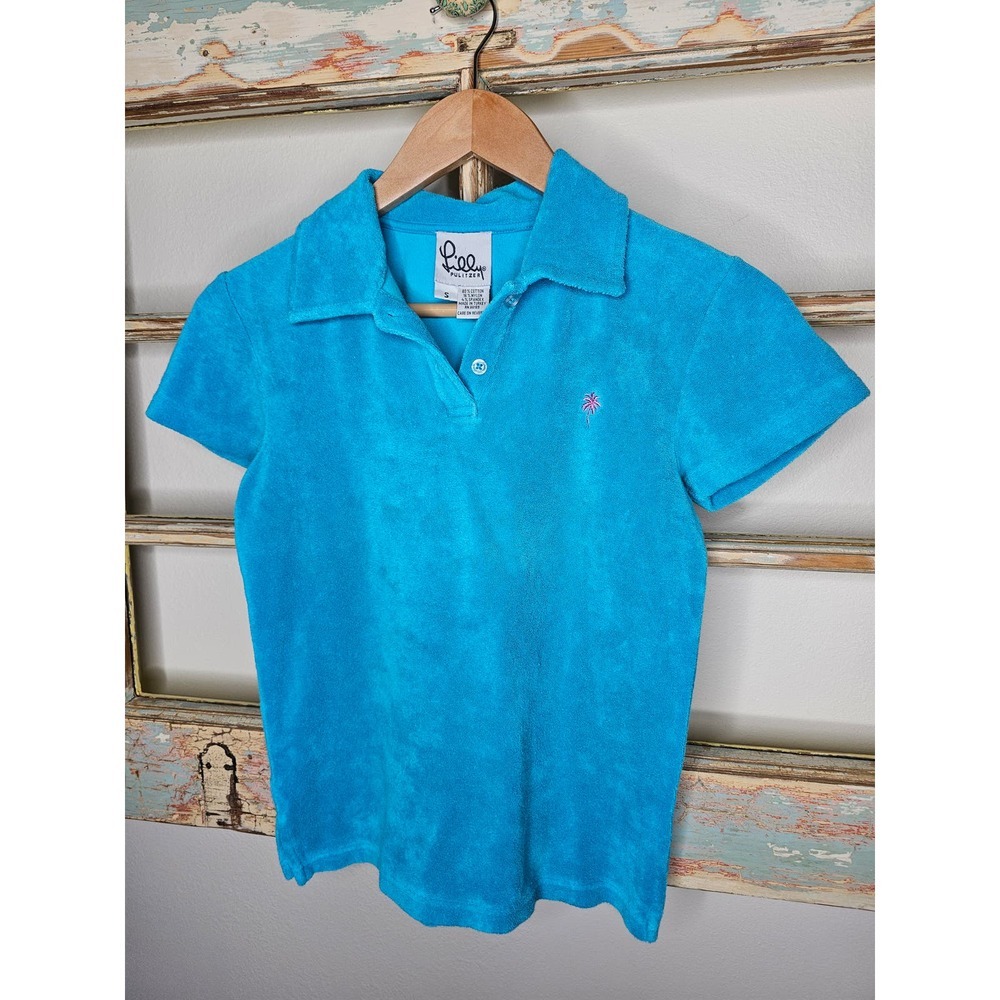 Vintage Lilly Pulitzer Turquoise Terrycloth collared top ladies small - Picture 1 of 7